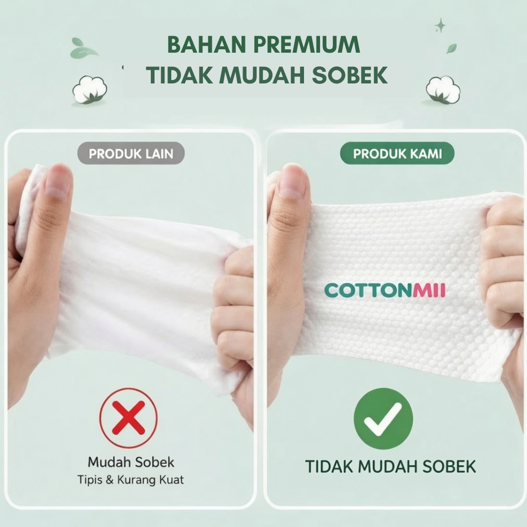 COTTONMII lebih tebal dan tidak mudah sobek dibanding produk lain
